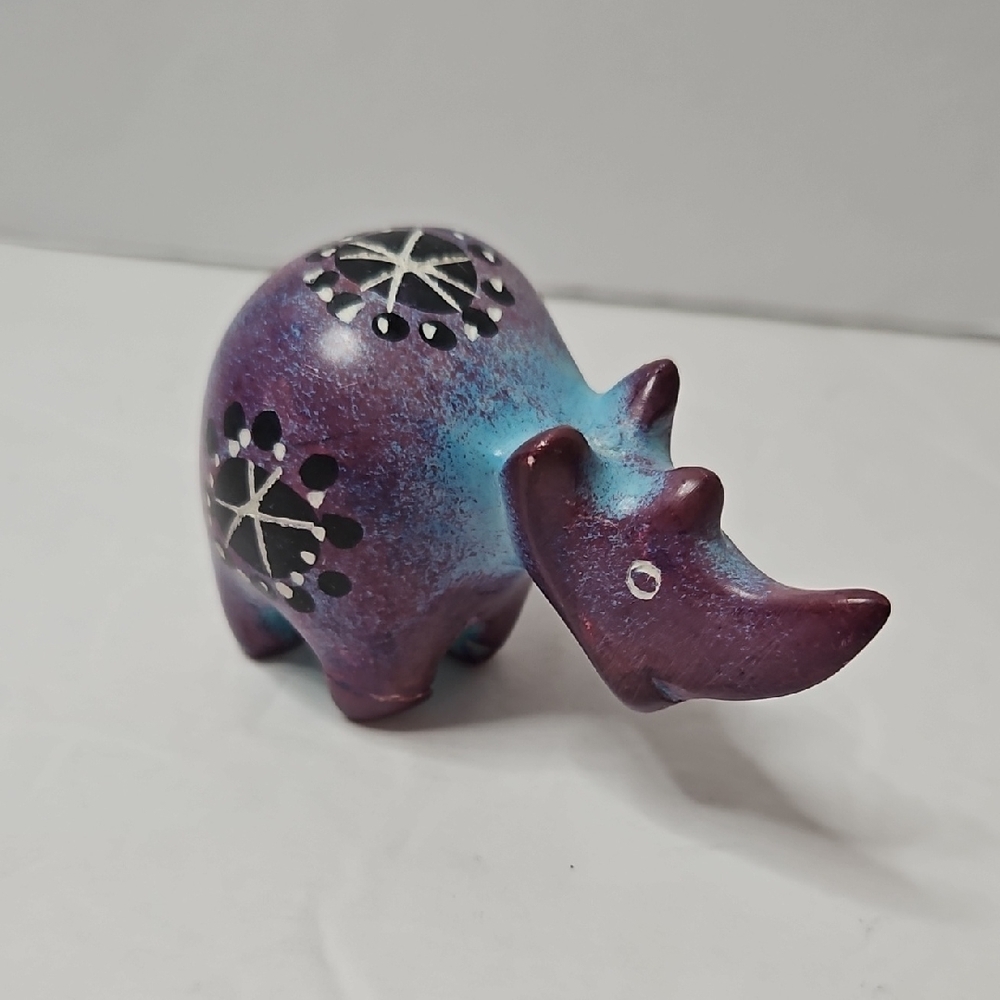 African Art Soapstone carved Rhino Hand Carved